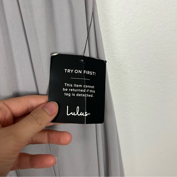 Lulu’s Heavenly Hues light grey flowy maxi dress Size Medium - Picture 5 of 9